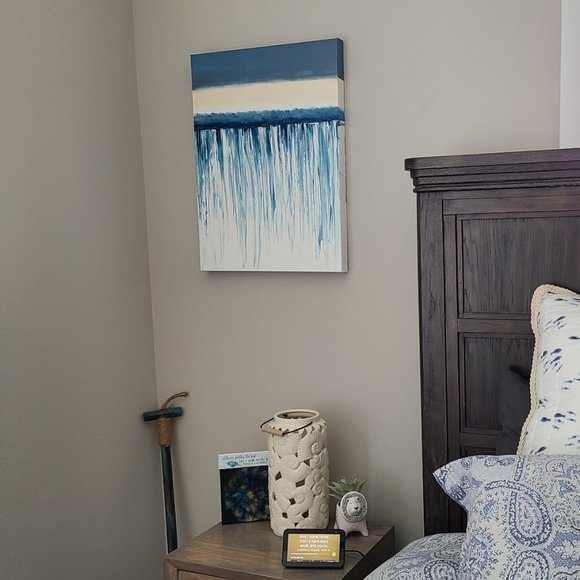 24x18 Acrylic Swipe Wall Art, Blues, Pearl, White, Waterfall Over the Edge - Picture 2 of 11